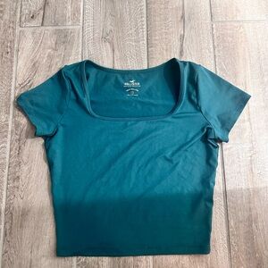 Hollister dark green square neck crop top
